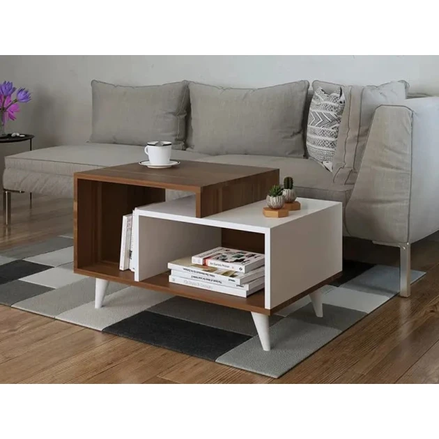 Журнальный стол Ev Plus ev_12116089, ЛДСП, белый, коричневый, 100x50x50 см Журнальный стол Ev Plus ev_12116089, ЛДСП, белый, коричневый, 100x50x50 см