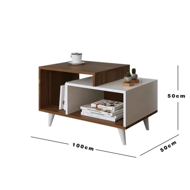 Журнальный стол Ev Plus ev_12116089, ЛДСП, белый, коричневый, 100x50x50 см Журнальный стол Ev Plus ev_12116089, ЛДСП, белый, коричневый, 100x50x50 см