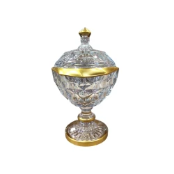 Şirniyyat qabı nh_45a9, şəffaf/qızılı,19x10 sm