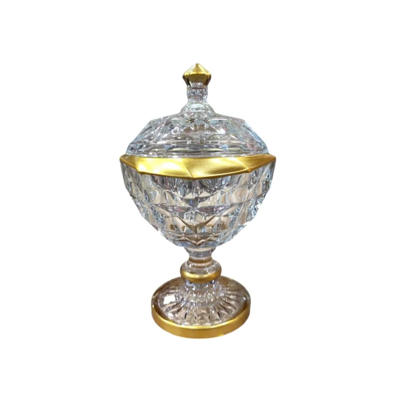 Конфетница nh_45a9, прозрачный/золотистый, 19x10 см