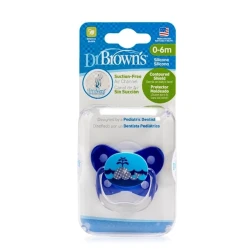 Пустышка Dr.Brown's PreVent Бабочка, ортодонтическая, 0-6 месяцев, силикон, голубой