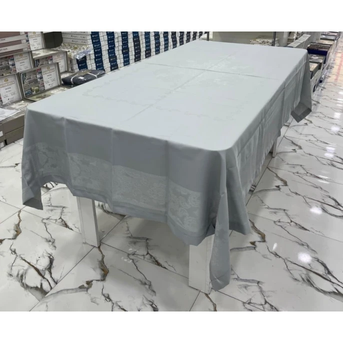 Скатерть MiraNova FS-684, прямоугольная, тефлоновая, серая, 160x350 см Скатерть MiraNova FS-684, прямоугольная, тефлоновая, серая, 160x350 см