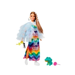 Кукла Barbie Кукла Barbie Extra в длинном радужном платье 29 см, 3+ лет