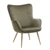 Кресло JYSK Hundested бархатный, оливковый Кресло JYSK Hundested бархатный, оливковый
