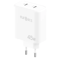 Сетевое зарядное устройство Euroacs 45W 2PD Charger White EU-MA245