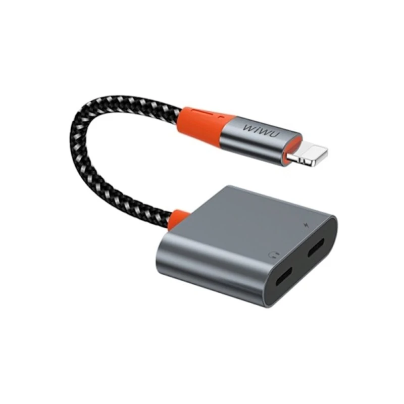 Переходник Wiwu LT09 Lightning to 2 x Lightning Audio Adapter Grey Переходник Wiwu LT09 Lightning to 2 x Lightning Audio Adapter Grey