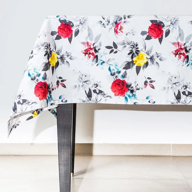 Скатерть Hom-me прямоугольная, 150х225 см, хлопок, Белый/Желтый/Красный Скатерть Hom-me прямоугольная, 150х225 см, хлопок, Белый/Желтый/Красный