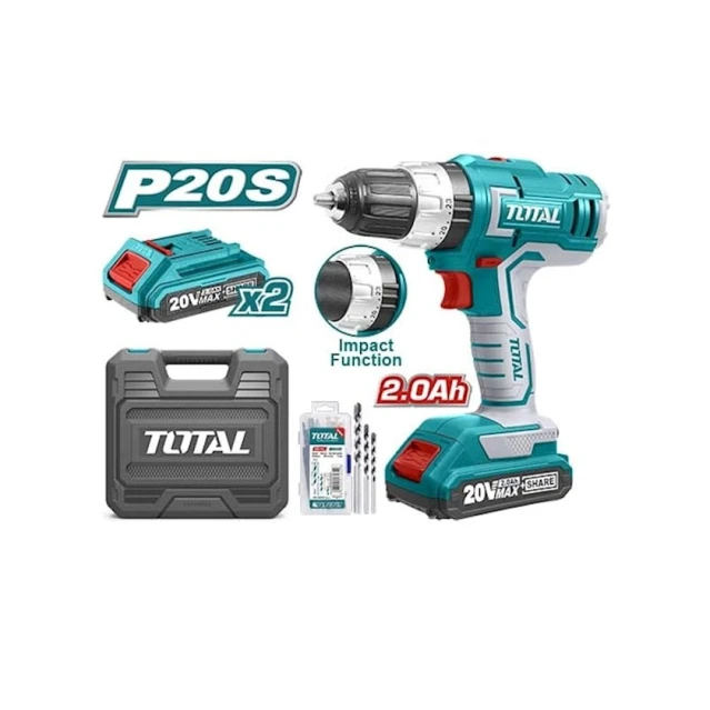 Аккумуляторная дрель-шуруповерт Total Tidli 20031, 20 В/2А/45Нм