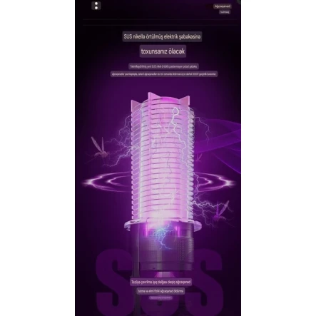 Электрошокер на 360 градусов от комаров, цвет СЕРЫЙ Электрошокер на 360 градусов от комаров, цвет СЕРЫЙ