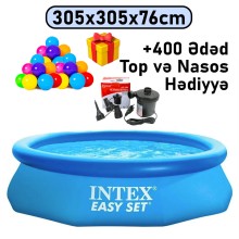Şişmə hovuz Intex 3853TX28120T400N, dairəvi, 305x76 sm, həcm 3853 l, mavi - 3853TX28120T400N
