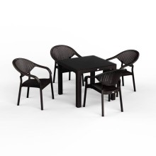 Bağ üçün mebel dəsti Florya Garden Antrasit, masa ölçüsü 90x90 sm, stul ölçüsü 45x58x56x84 sm - Florya Garden 019