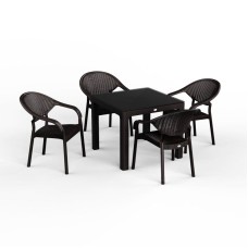 Bağ üçün mebel dəsti Florya Garden Antrasit, masa ölçüsü 90x90 sm, stul ölçüsü 45x58x56x84 sm - Florya Garden 019
