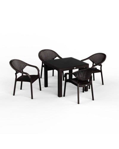 Bağ üçün mebel dəsti Florya Garden Antrasit, masa ölçüsü 90x90 sm, stul ölçüsü 45x58x56x84 sm - Florya Garden 019