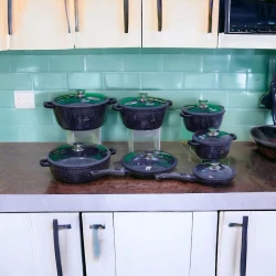 Набор посуды Life Smile LF-PY-001, гранит, черный, 24 предмета