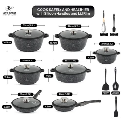 Набор посуды Life Smile LF-PY-001, гранит, черный, 24 предмета