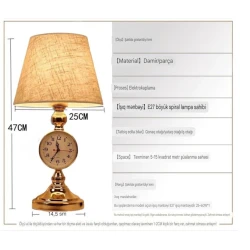 Saatlı Masa Lampası Arctic Qızılı