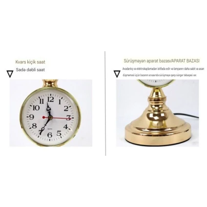 Saatlı Masa Lampası Arctic Qızılı Saatlı Masa Lampası Arctic Qızılı