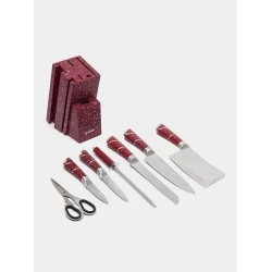 Набор кухонных ножей nabor_001, нержавеющая сталь, 8 предметов, красный