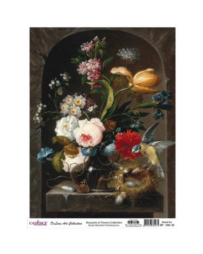 Dekupaj üçün düyü kağızı Cadence A3 Bouquet Of Flowers Collection BF-06 30x42 sm