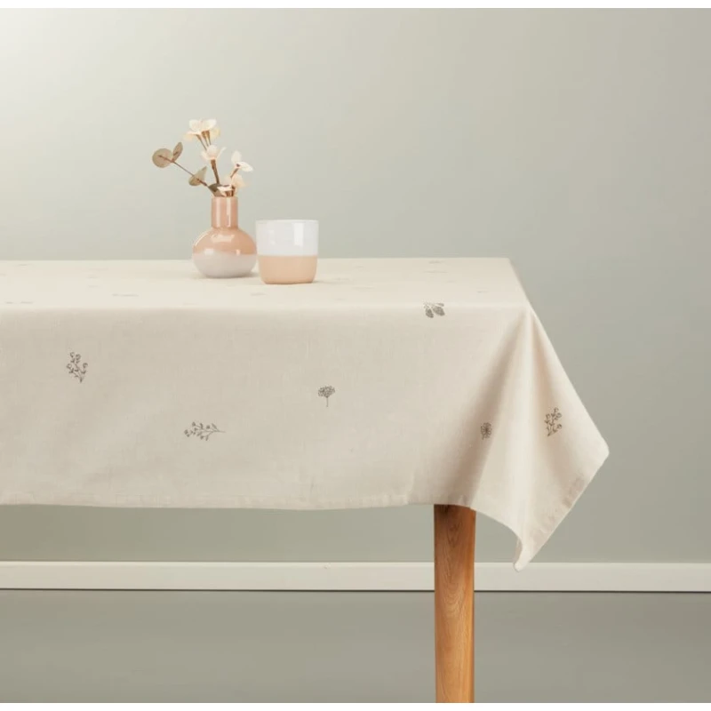 Скатерть JYSK Engfiol, бежевая/серая, 140x240 см Скатерть JYSK Engfiol, бежевая/серая, 140x240 см