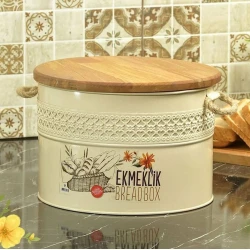 Хлебница NH_KRM1221, 17x25 см, металл/дерево, кремовая Хлебница NH_KRM1221, 17x25 см, металл/дерево, кремовая