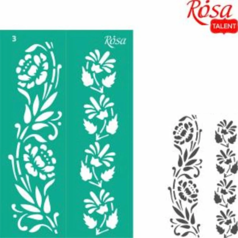 Trafaret yapışqan Rosa Talent №3 Güllər, bordür, 13х20 sm