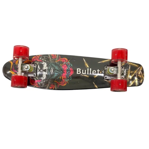 Скейтборд M6666, 15x56 см, с красными колёсами, товар в ассортименте