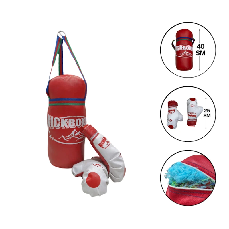 Боксерская груша и перчатки Kickboxing, красный