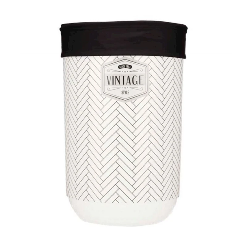 Корзина для белья Arte Regal Vintage, пластик, белая/черная, 34x52.5 см