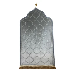 Коврик для намаза Ümmü-Gülsüm_0007_2, велюр, с магнитом, серый