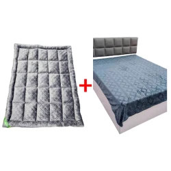 Матрас Sahara, велюр, серый, 160х200 см + Плед Sahara SHA-00001644, двуспальный, велюр, синий, 160x220 см В подарок Матрас Sahara, велюр, серый, 160х200 см + Плед Sahara SHA-00001644, двуспальный, велюр, синий, 160x220 см В подарок