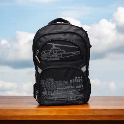 Məktəbli bel çantası UU-SS-016, poliester, qara, 30x35 sm