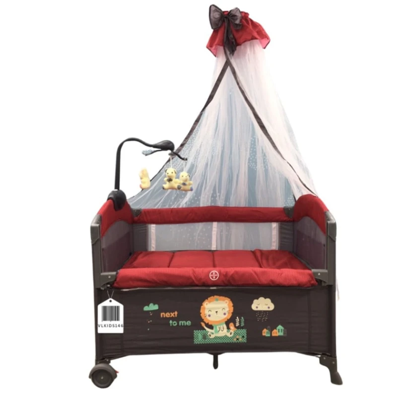 Манеж-кровать Cool Baby VL-KIDS-146, красная, 110х70х74 см