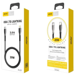 USB kabel Aspor A110 Type-C to Lightning, Qara