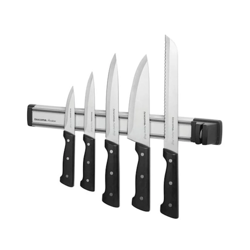 Магнитный держатель ножей Tescoma 101286, с точилкой для ножей, 41 см, серебристый Магнитный держатель ножей Tescoma 101286, с точилкой для ножей, 41 см, серебристый