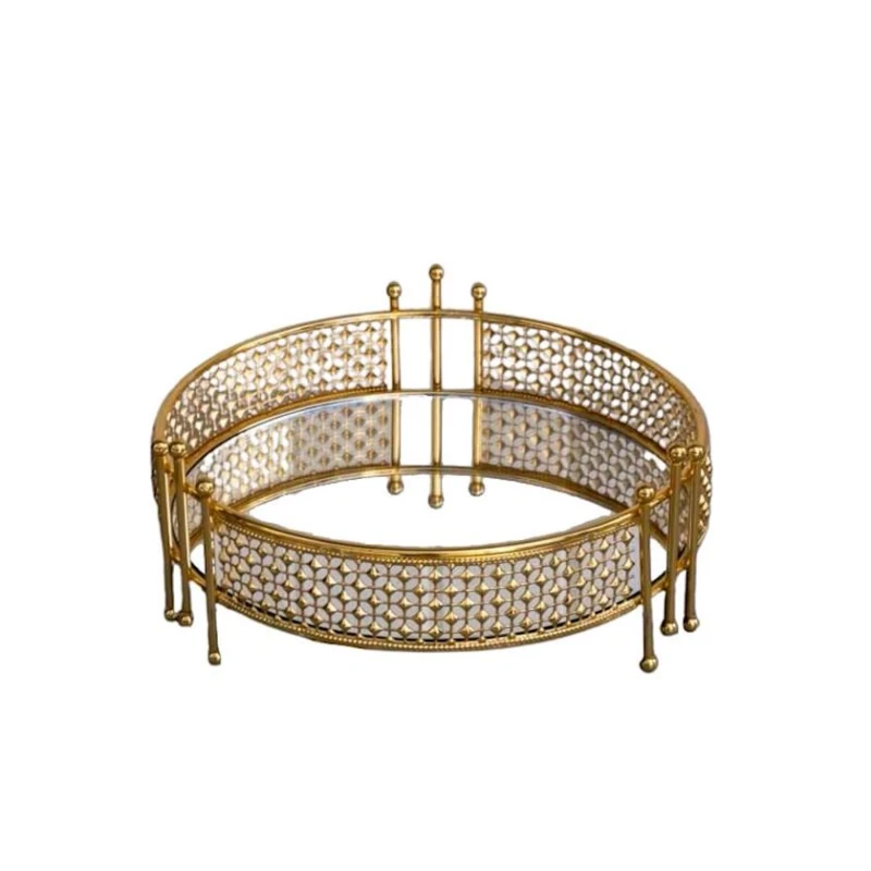 Поднос EA00105, 25 см, нержавеющая сталь/стекло, золотистый Поднос EA00105, 25 см, нержавеющая сталь/стекло, золотистый