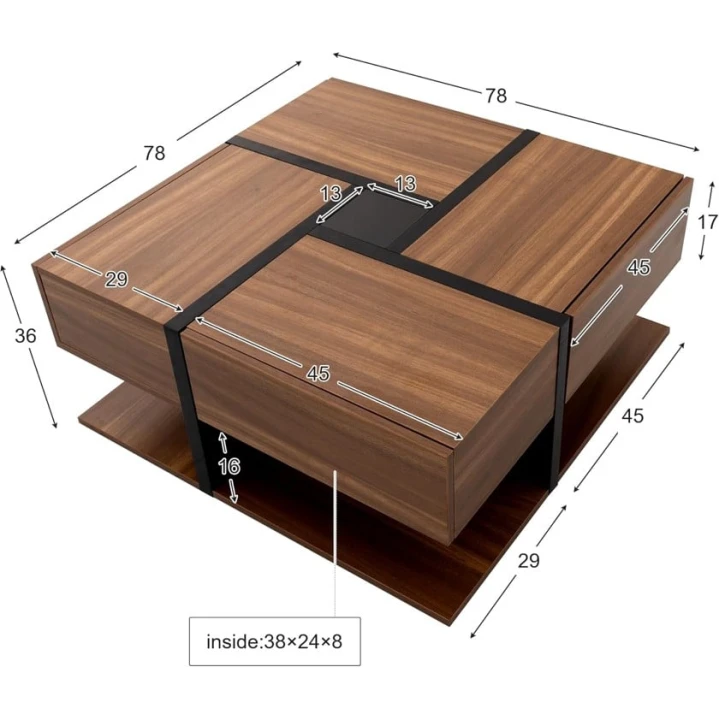 Jurnal masası Art_42, laminat, qara/qəhvəyi, 35x70x70 sm Jurnal masası Art_42, laminat, qara/qəhvəyi, 35x70x70 sm