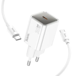 Сетевое зарядное устройство Hoco N47 with Type-C to Type-C 1m PD30W White