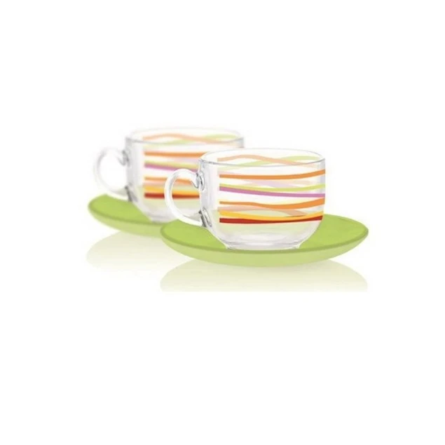 Чайный набор Luminarc LM P6883 Rubans Cup&Saucer 220 мл, стекло, прозрачный/зеленый Чайный набор Luminarc LM P6883 Rubans Cup&Saucer 220 мл, стекло, прозрачный/зеленый
