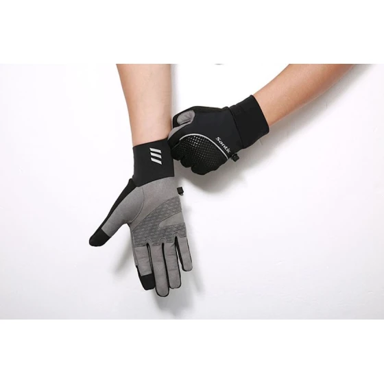 Велоперчатки Santic 0P079H, черные/серые, полиэстер, размер L Велоперчатки Santic 0P079H, черные/серые, полиэстер, размер L