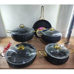 Набор посуды PMT PP-EE-003, гранит, черный, 5 предметов