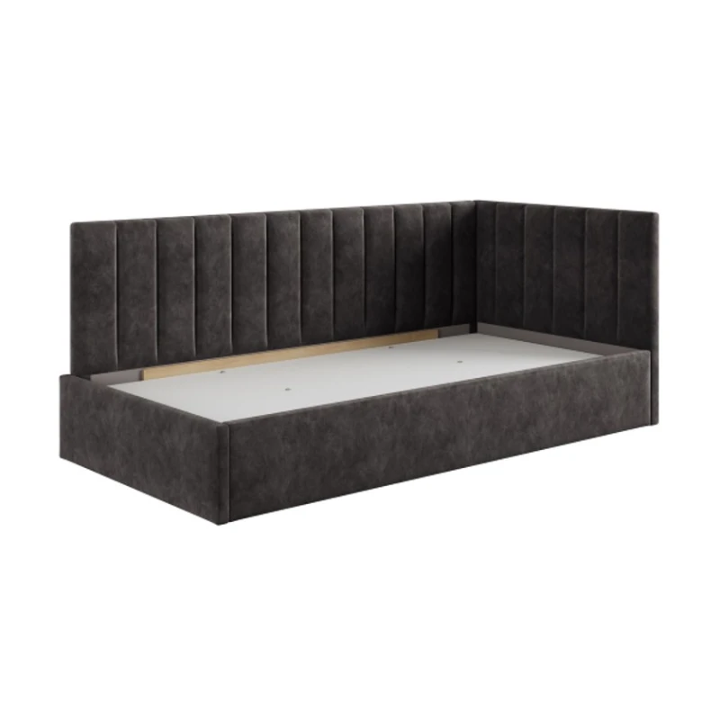 Односпальная кровать Art_tek_yataq(100) 67, ламинат/текстиль, коричневая, 200x85x100 см