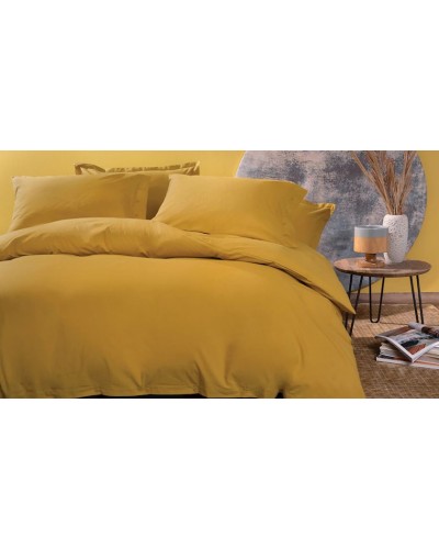 Yataq dəsti Yataş Plain XL, yorğan üzü 220x240 sm, mələfə 180x200 sm, yastıq üzü 50x70 sm (2 əd), ikinəfərlik, pambıq, sarı