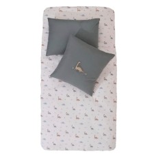 Beşik üçün yumşaq qoruyucu ilə dəst Dinosaurus, pambıq, ağ/yaşıl, 7 parça