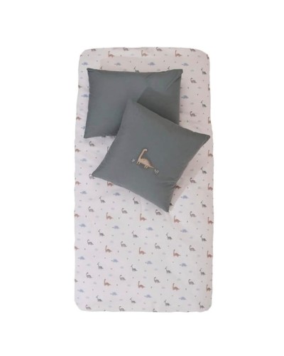 Beşik üçün yumşaq qoruyucu ilə dəst Dinosaurus, pambıq, ağ/yaşıl, 7 parça