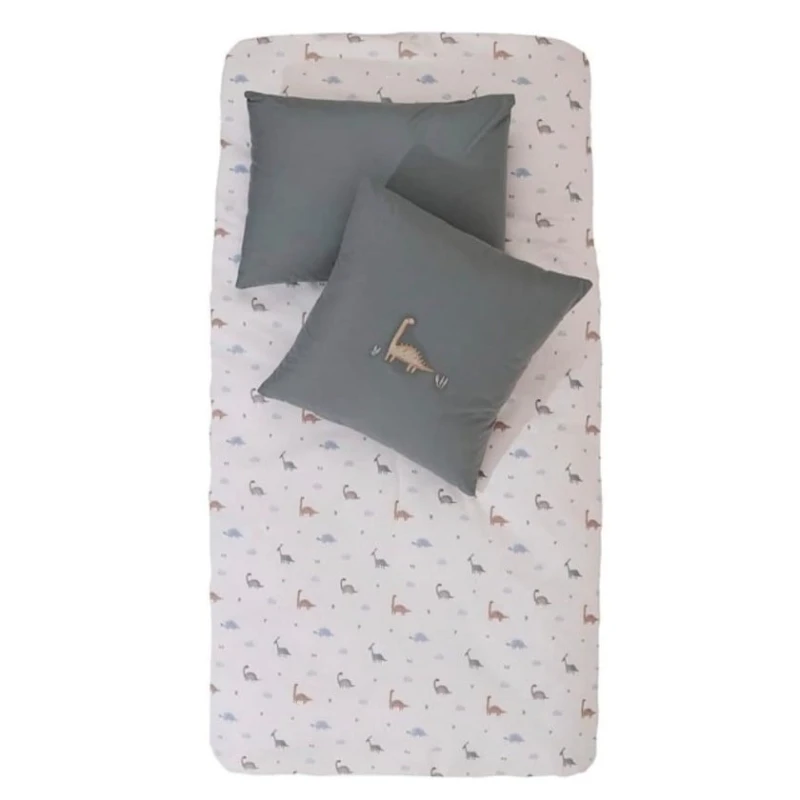 Набор с мягкой защитой в кроватку Dinosaurus, хлопок, белый/зелёный, 7 предметов Набор с мягкой защитой в кроватку Dinosaurus, хлопок, белый/зелёный, 7 предметов