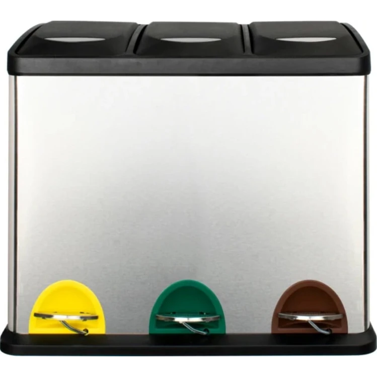 Мусорный контейнер с педалью Cetap, серый, 3x8 л