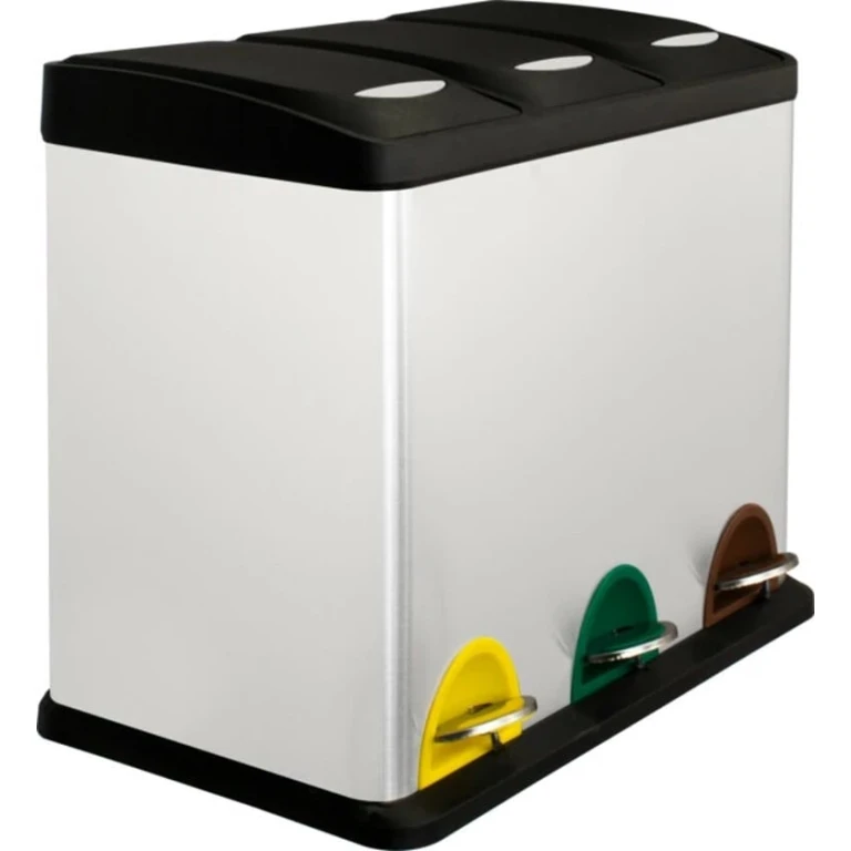 Мусорный контейнер с педалью Cetap, серый, 3x8 л