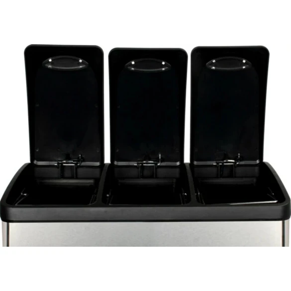 Мусорный контейнер с педалью Cetap, серый, 3x8 л