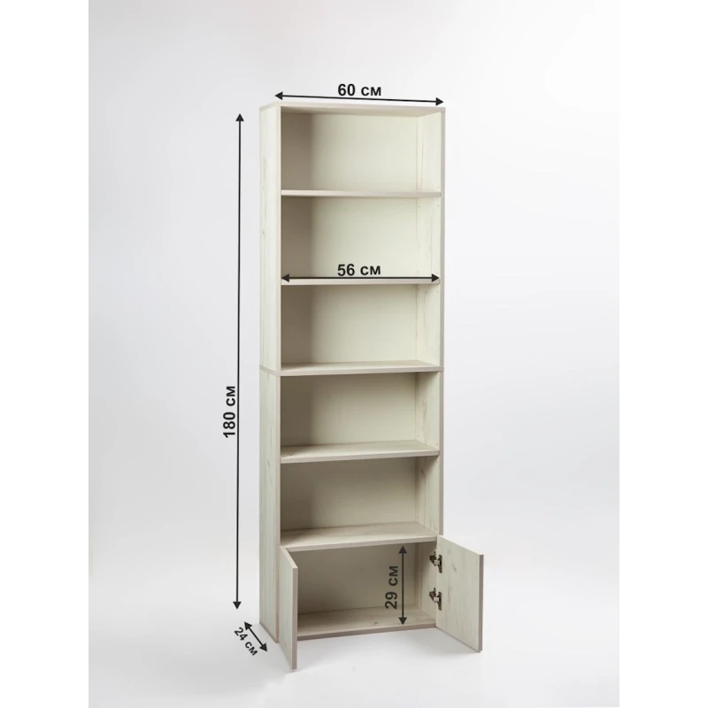 Стеллаж Letta Stvorki Dub White, 181х24х60 см, ЛДСП, белый Стеллаж Letta Stvorki Dub White, 181х24х60 см, ЛДСП, белый